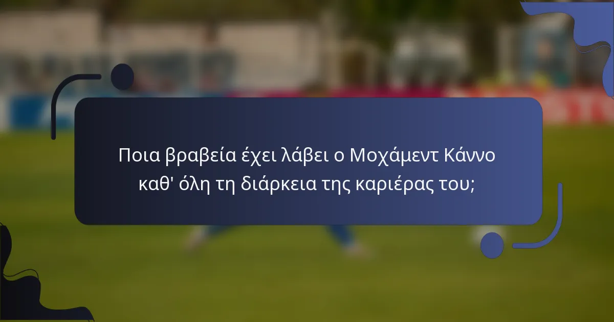 Ποια βραβεία έχει λάβει ο Μοχάμεντ Κάννο καθ' όλη τη διάρκεια της καριέρας του;